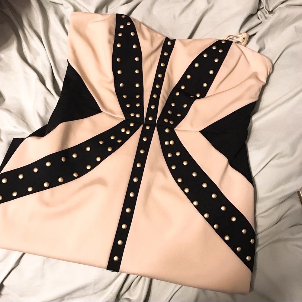 Tan & Black stud dress